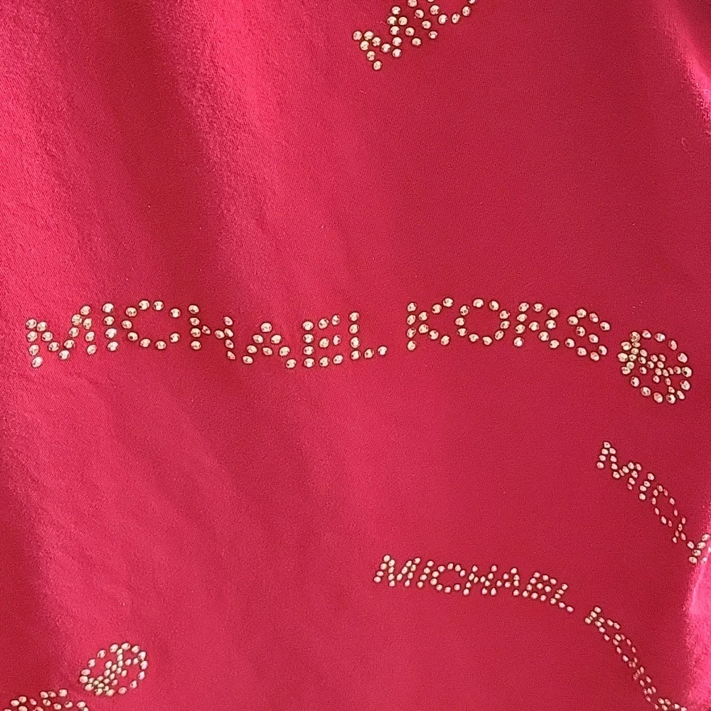Michael Kors Red Long Sleeve Top, Gold Logo Studs, Round Neck, 100% Cotton LG - Picture 4 of 8